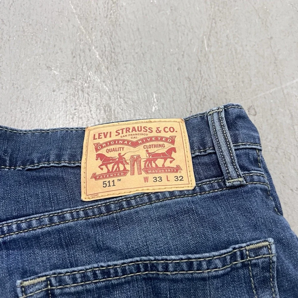LEVIS 511 Slim Fit Jeans Stretch Slim Throughout Midrise‎ Medium Blue 33x32